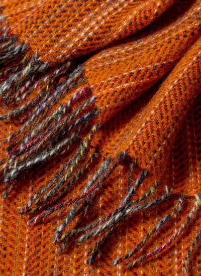 Tangerine Tweed Wool Throw